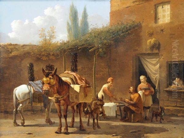 Muleteers at an Inn Oil Painting by Karel Dujardin