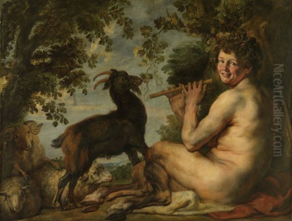 A Satyr Oil Painting by Jacob Jordaens