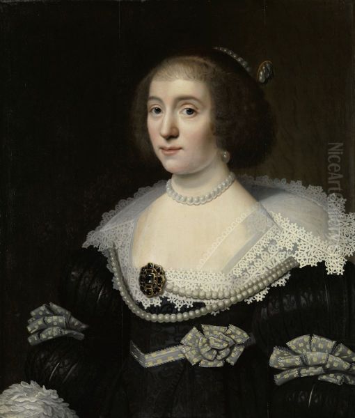 Portrait of Amalia van Solms (1602-1675) Oil Painting by Michiel Jansz. van Mierevelt