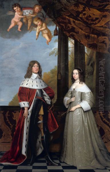 Portrait of Friedrich Wilhelm, Elector of Brandenburg, and his Wife Louise Henriette, Countess of Orange-Nassau Oil Painting by Gerard van Honthorst