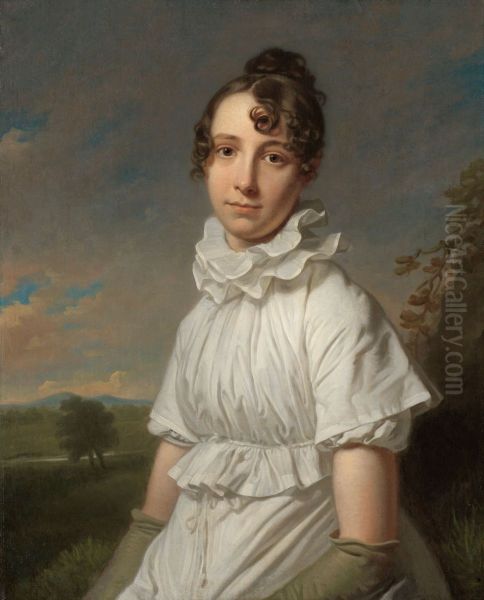 Portrait of Emma Jane Hodges Oil Painting by Charles Howard Hodges