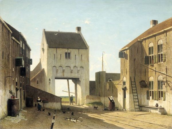 Een stadspoort te Leerdam Oil Painting by Jan Weissenbruch