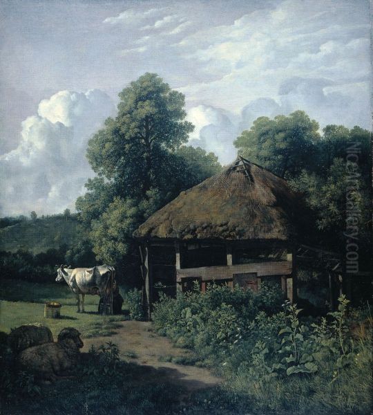 Een bouwhoeve in Gelderland Oil Painting by Wouter Johannes van Troostwijk