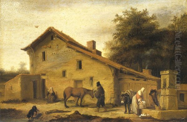 An inn in the neighborhood of Nantes Oil Painting by Lambert Doomer