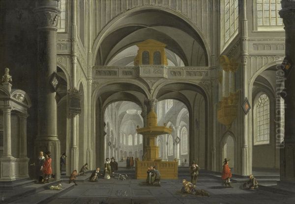 Church Interior Oil Painting by Daniel de Blieck