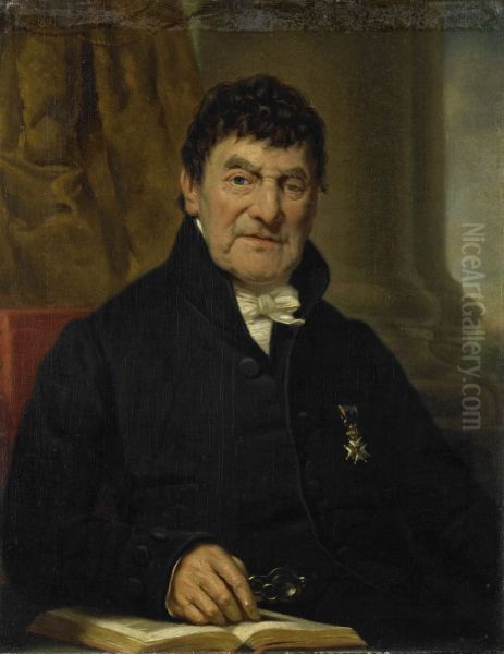 Dr Cornelis Hendrik a Roy (1751-1833). Geneesheer en biograaf Oil Painting by Jan Adam Kruseman