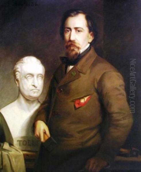 Johan Theodore Stracke (1817-1891), Sculptor Oil Painting by Sybrand Altmann