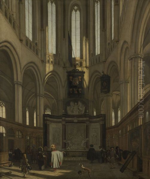 The Tomb of Michiel de Ruyter in the Nieuwe Kerk, Amsterdam Oil Painting by Emanuel de Witte