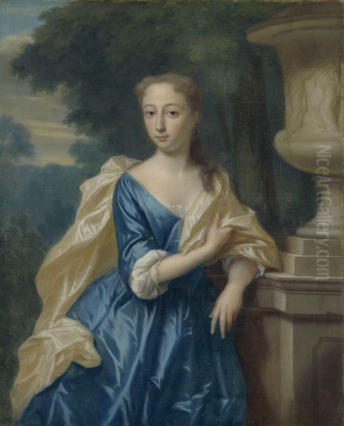 Portrait of Justina Johanna Ramskrammer, Wife of Isaac Parker Oil Painting by Philip van Dijk