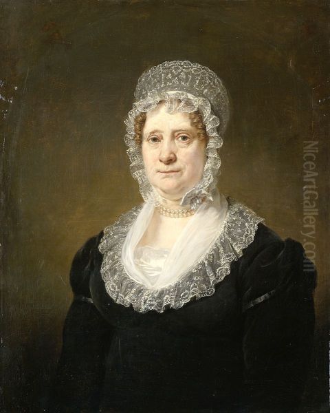 Sara de Haan (1761-1832). Weduwe van de Amsterdamse assuradeur Cornelis Hartsen Oil Painting by Jan Willem Pieneman