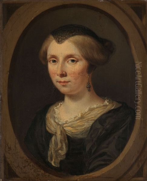 Margaretha Verkolje. Echtgenote van Reinier Couturier Oil Painting by Jan Verkolje