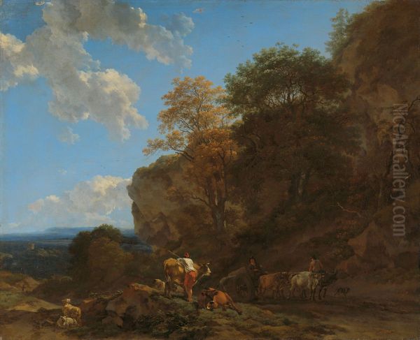 Italiaans landschap Oil Painting by Nicolaes Pieterszoon Berchem