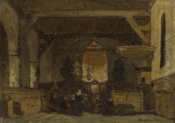 Interior of the Church in Maasland Oil Painting by Johannes Bosboom