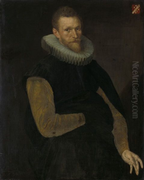 Jacob Cornelisz Banjaert, genaamd van Neck (1564-1638). Admiraal, burgemeester en raad van Amsterdam Oil Painting by Cornelis Ketel