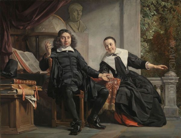 Abraham Casteleyn en zijn echtgenote Margarieta van Bancken Oil Painting by Jan De Bray