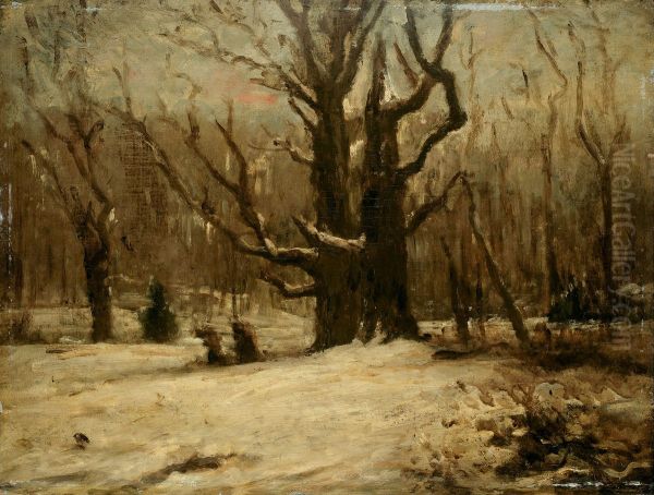 Winter Landscape Oil Painting by Gustave Courbet