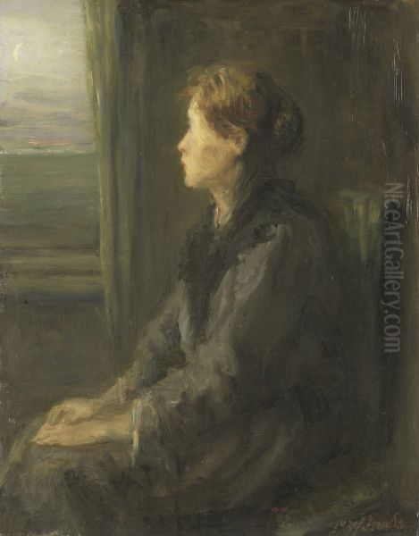 Vrouw aan een raam Oil Painting by Jozef Israels