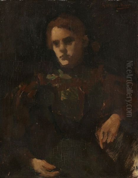 Modelstudie (Geesje Kwak?) Oil Painting by George Hendrik Breitner