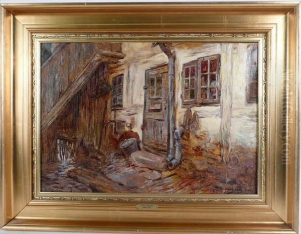 Side Yard Oil Painting by Carl Christian E. Carlsen