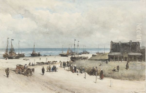 The Beach at Scheveningen Oil Painting by Johannes Bosboom