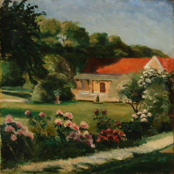 Summer Day In A Garden Oil Painting by Carl Christian E. Carlsen