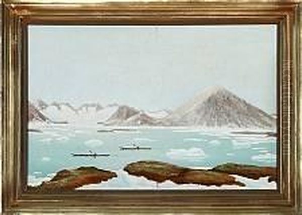 A Greenlandic Coastal Scenery From Cap Dan Oil Painting by Christian Carlsen