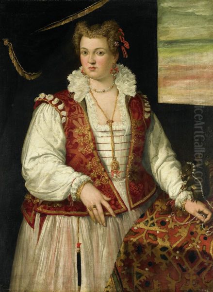 Portret van een vrouw met een eekhoorntje Oil Painting by Francesco Montemezzano