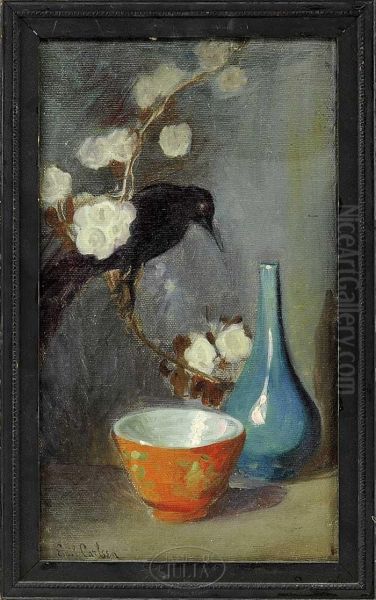 Still Life With Blackbird Oil Painting by Emil N.A. Carlsen