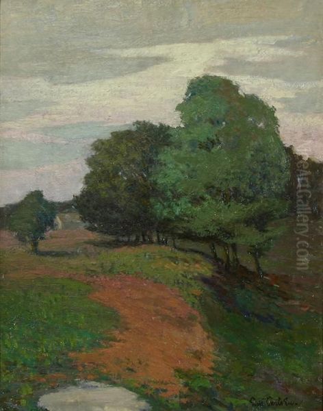 Hilly Landscape Oil Painting by Emil N.A. Carlsen