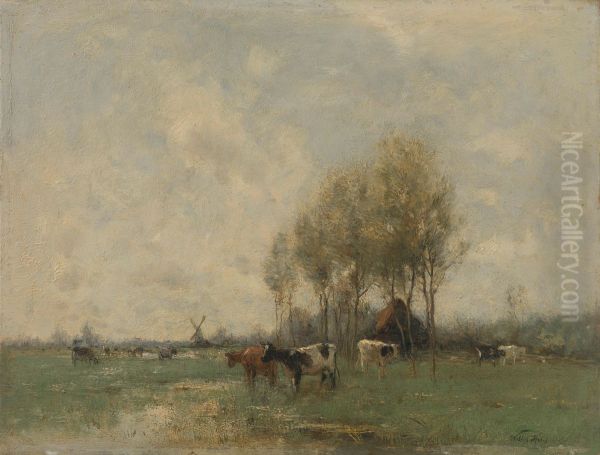 Weide met koeien Oil Painting by Willem Maris