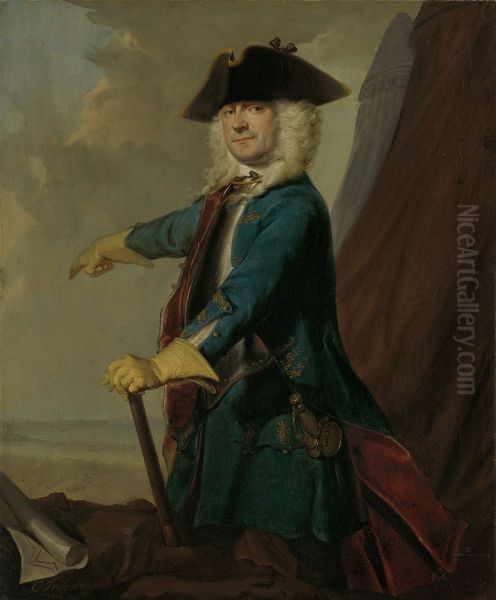 Gerrit Sichterman (1688-1730). Generaal kwartiermeester der cavalerie, kolonel van het regiment infanterie Oranje-Groningen, commandant van Grave Oil Painting by Cornelis Troost