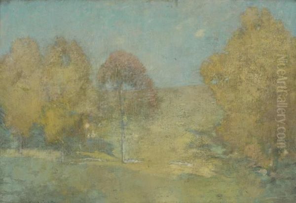 Autumn Morning-fading Moon Oil Painting by Emil Carlsen