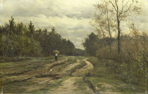 Country road near Laren, North Holland Oil Painting by Willem Roelofs