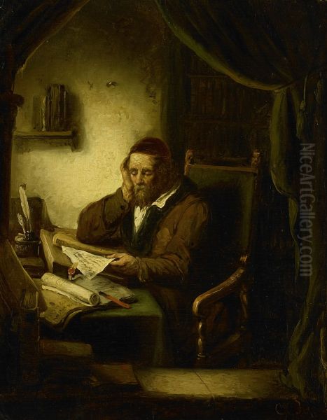 Old Man in his Study Oil Painting by George Gillis Haanen