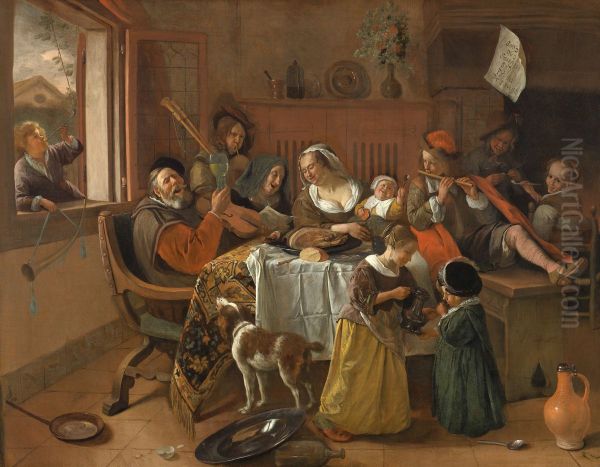 The Merry Family Oil Painting by Jan Steen