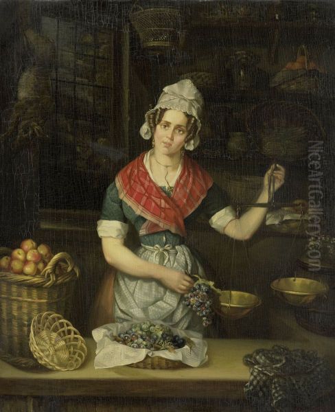 Woman Selling Fruit Oil Painting by Henrietta Christina Temminck