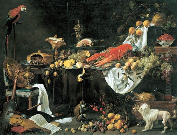 Banquet Still Life Oil Painting by Adriaen van Utrecht