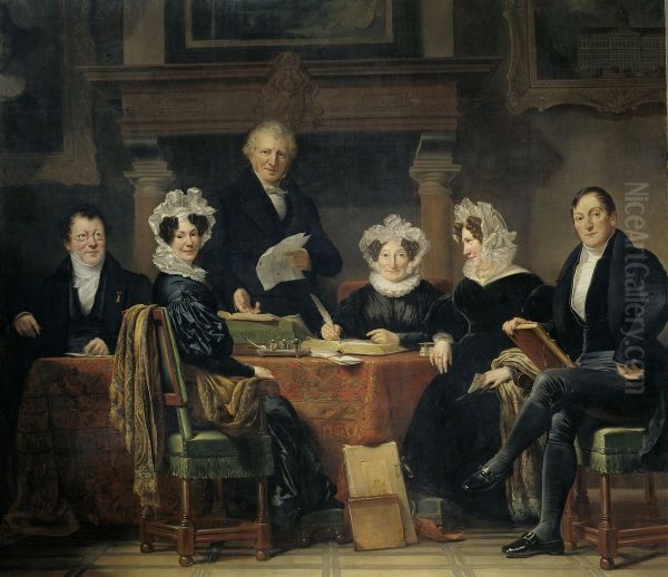 Regents and Regentesses of the Lepers' Asylum, Amsterdam, 1834-35 Oil Painting by Jan Adam Kruseman