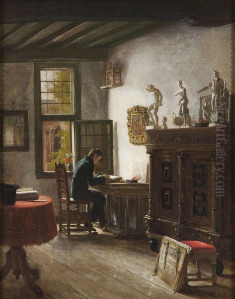 De jonge tekenaar Oil Painting by Woutherus Mol