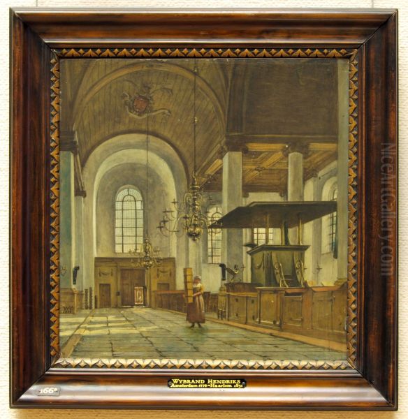 Interior of the Nieuwe Kerk, Haarlem Oil Painting by Wybrand Hendricks