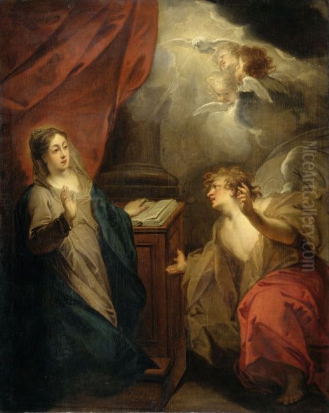 De verkondiging aan Maria Oil Painting by Jacob de Wit