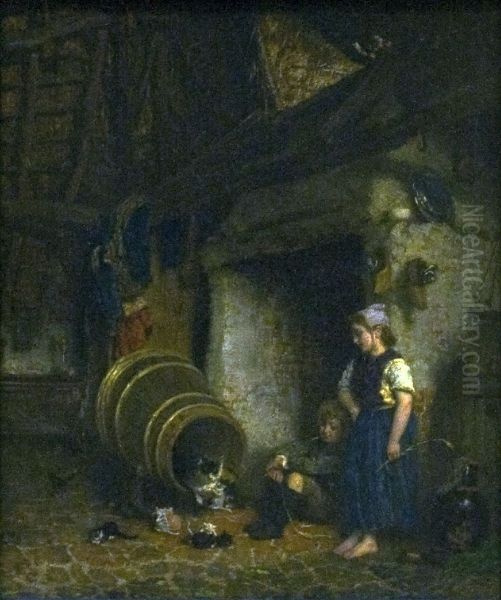 Kraambezoek Oil Painting by August Allebe