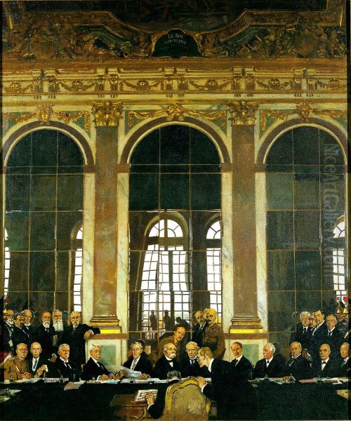 The Signing of Peace in the Hall of Mirrors, Versailles, 28th June 1919 Oil Painting by William Orpen