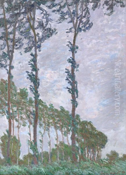 Wind Effect, Series of The Poplars Oil Painting by Claude Monet