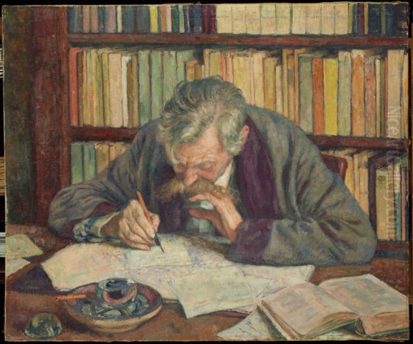 Portrait of Emile Verhaeren Oil Painting by Theo van Rysselberghe