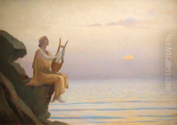 Harmony of sea evening Oil Painting by Alphonse Osbert