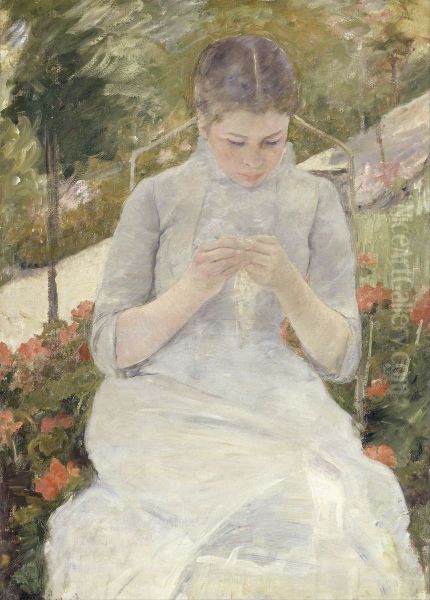 Girl in the Garden Oil Painting by Mary Cassatt