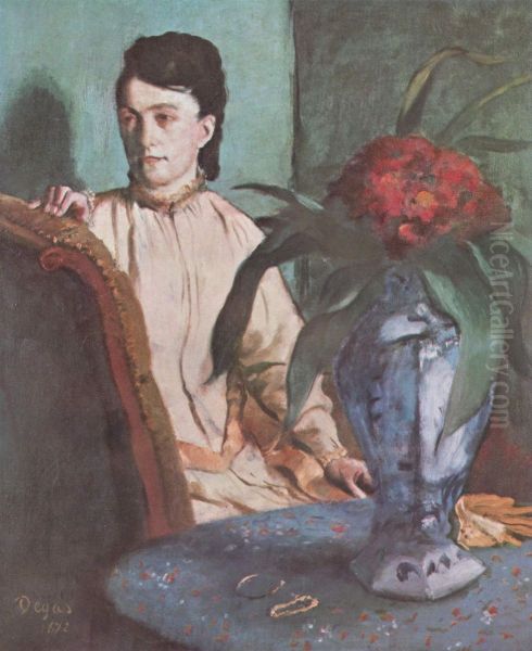 Sitzende Frau mit der Vase (Portrat der Mlle. E. Musson) Oil Painting by Edgar Degas