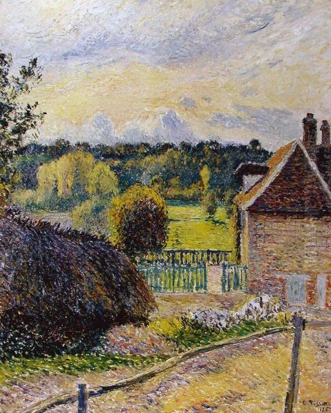 The Delafolie House, Eragny, Sunset Oil Painting by Camille Pissarro