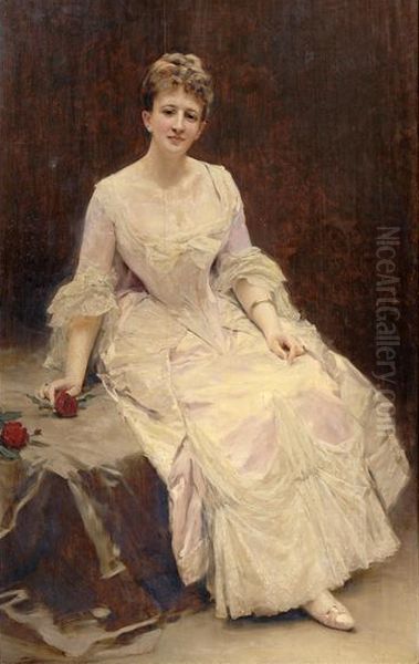 Portrait de la Marquise D'Hervey, Assise Oil Painting by Raimundo de Madrazo y Garreta